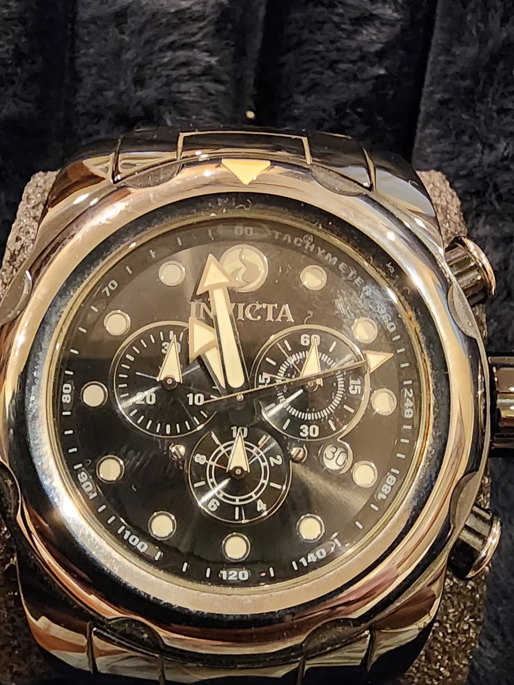 Invicta Men's Black Stainless Steel Chronograph Watch